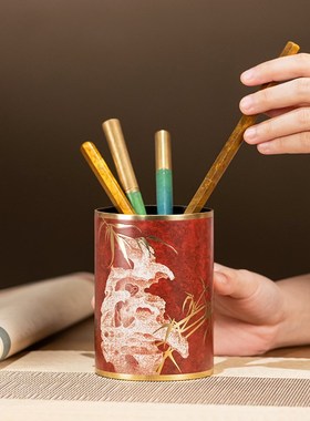 朱炳仁铜 祥龙笔筒文房书桌教师节礼物创意办公笔桶桌面文具