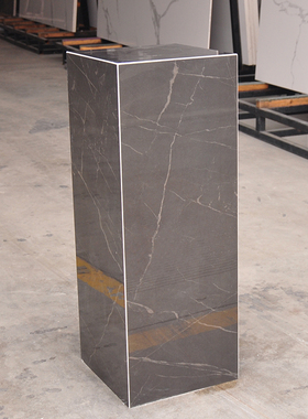 玄关落地酒店艺术品鱼肚白大理石岩板石材雕M塑底座基座摆件展示