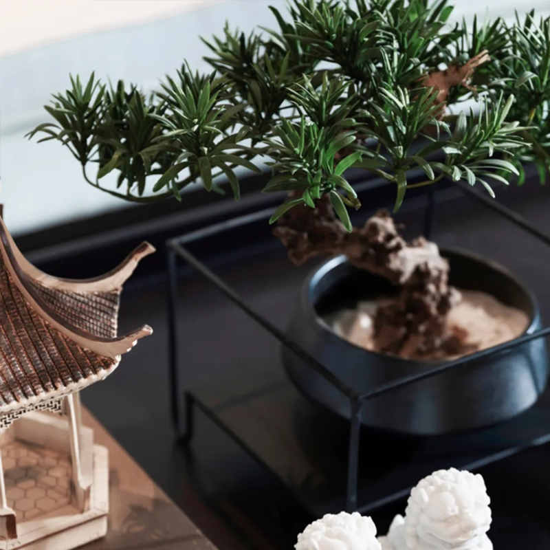 中式仿真创意罗汉松盆景前台茶几茶室餐厅墙柜博古架装饰桌面摆件 - 图1