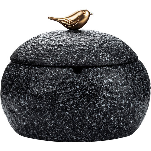 石头釉烟灰缸带盖防风高档办公室客厅创意摆件防风烟缸防飞灰家用 - 图0