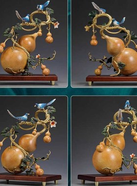 威弗列德铜葫芦摆件纯黄铜福禄满堂客厅办公室装饰品乔迁开业礼品