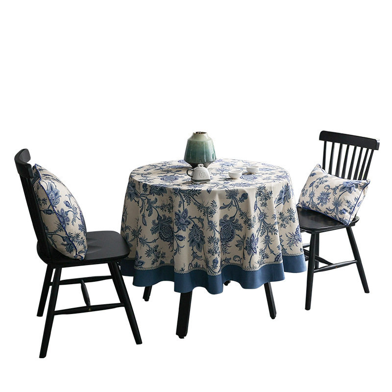 中式青花瓷大圆桌圆桌布家用圆形客厅茶几餐桌布艺餐厅饭桌台布定,淘宝优惠券,粉丝福利购,淘宝优惠卷