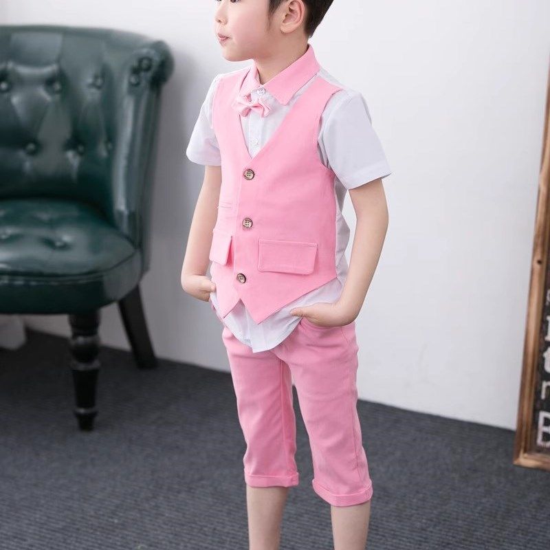 2023春夏秋季儿童演出服英伦假两件套儿童西装男童礼服马甲套装潮,淘宝优惠券,粉丝福利购,淘宝优惠卷