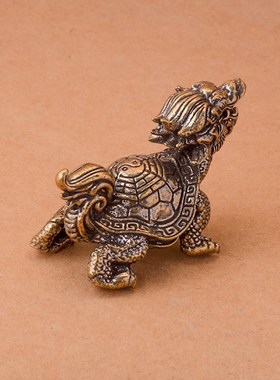 黄铜龙龟霸下摆件创意龙龟工位避小人招财进宝桌面摆件工艺品物件