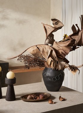 木作家具展厅餐桌软装设计新中式氛围布置艺术感侘寂风餐厅摆件