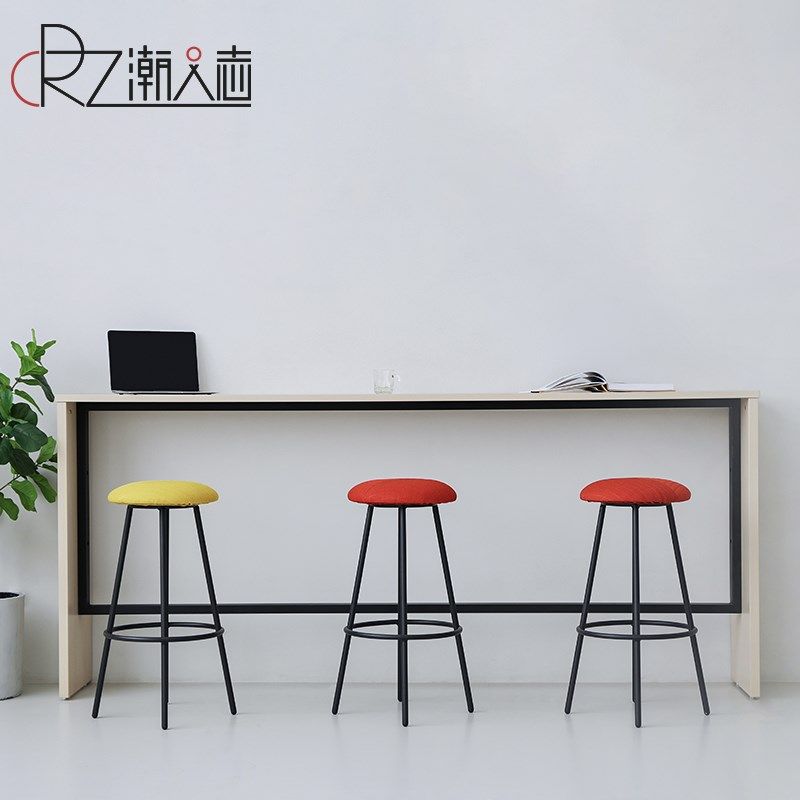 北欧设计师简约吧椅休闲区洽谈高脚椅子铁艺吧凳高脚凳舒适岛台椅,淘宝优惠券,粉丝福利购,淘宝优惠卷