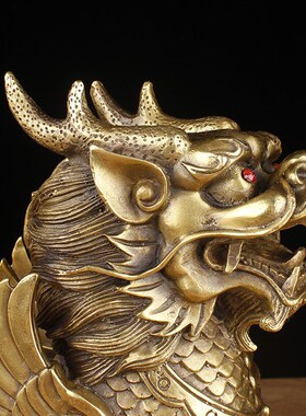 铜麒麟摆件一对财福麒麟母子麒麟家居客厅工艺品店铺开业礼品