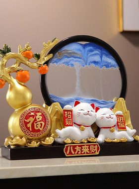 新中式招财猫福禄摆件客厅玄关酒柜电视柜办公室装饰品乔迁礼物