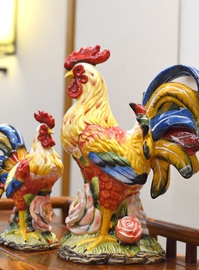 方亚陶瓷鸡摆件家居饰品客厅装饰公鸡摆件新居礼品开业乔迁吉祥