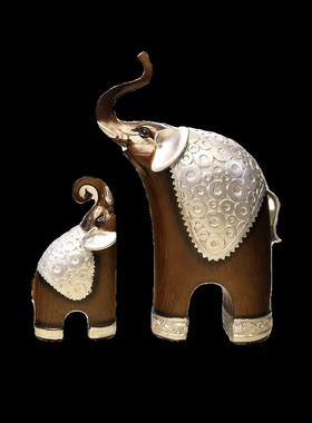 新中式大象母子玄关桌面电视柜酒柜客厅摆件家居装饰品高档次礼物