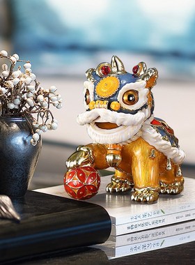 喜韵国潮醒狮子摆件家居玄关装饰纪念品新年贺岁结婚乔迁开业礼物