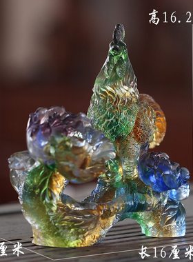 琉璃富贵吉祥鸡居家客厅酒柜摆放装饰乔迁送礼生肖鸡摆件工艺礼品