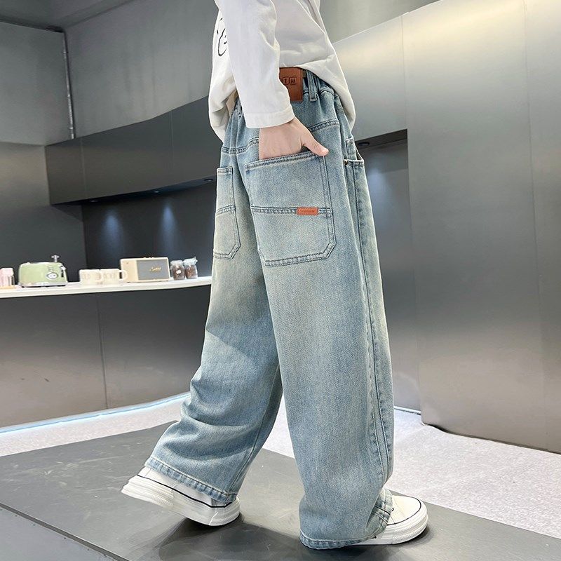 男童春秋装裤子2025新款儿童春季直筒牛仔裤宽松中大童休闲裤长裤,淘宝优惠券,粉丝福利购,淘宝优惠卷