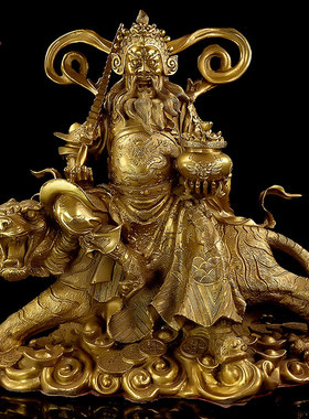 武财神赵公明神像纯铜财神爷佛像摆件工艺品招财鎮宅客厅家居饰品