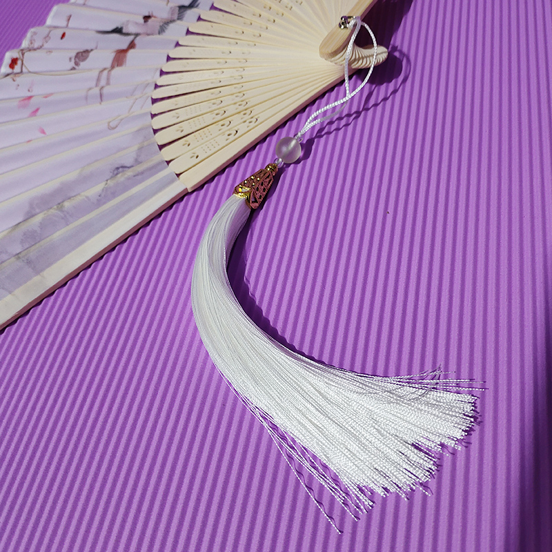 复古中国风女士折扇古风汉服花鸟流苏随身折叠儿童舞蹈表演小扇子 - 图2