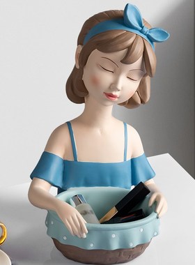 创意女孩桌面摆设客厅茶几家居装饰品女生日礼物玄关钥匙收纳摆件