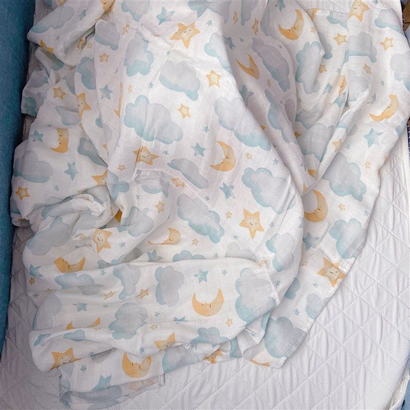 星月竹棉双层包巾宝宝夏季薄毯子婴儿初生裹布抱被儿童纱布小被子,淘宝优惠券,粉丝福利购,淘宝优惠卷