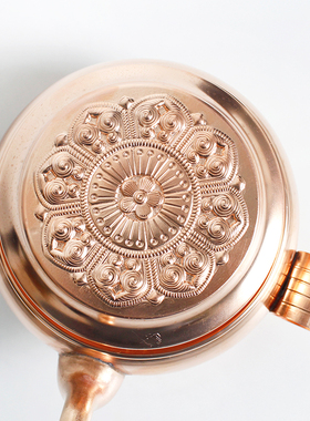 水陆供盘扁壶红铜冲花朵玛壶/藏传家用用品/圣水杯宝瓶净瓶碟子