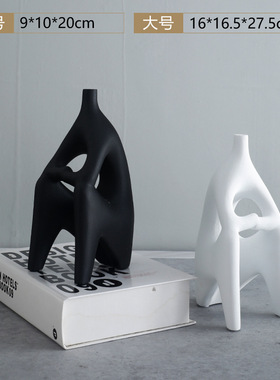 北欧轻奢人物雕塑抽象人像摆件客厅玄关艺术样板房家居装饰品摆设