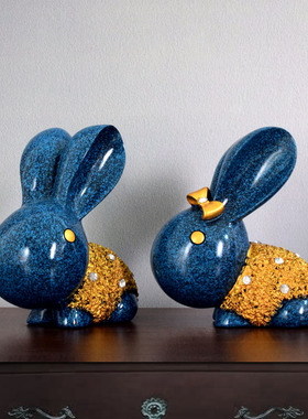 欧式情侣兔子摆件新房乔迁家居卧室饰品创意客厅摆设结婚生日礼物
