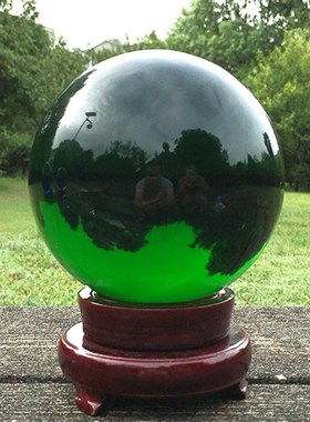 透明超大号20CM玻璃球办公室装饰开业招财球绿色人造K9水晶球摆件