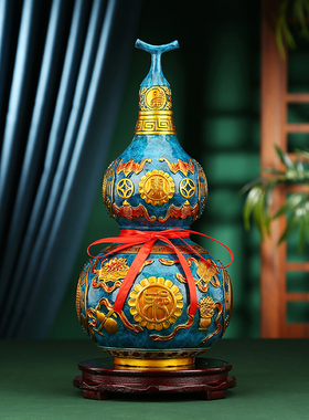 彩铜葫芦摆件开盖葫芦空心铜八卦葫芦乔迁新居客厅酒柜装饰品摆设