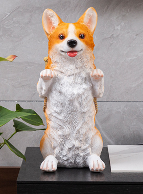 家装饰品仿真狗柯基犬工艺品摆件欧式客厅创意个性家居房间摆设品