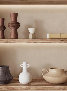 斑驳复古侘寂风陶瓷软装饰品民宿酒店小众高级感客厅电视酒柜摆件