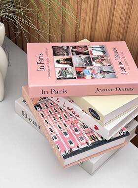 ins奶油风面包粉色假书仿真书摆件摄影道具英文装饰书软装样版间