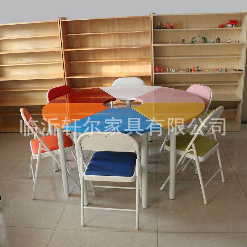 钢琴烤漆钢架腿团体心理咨询室辅导活动桌组合扇形拼接彩色圆桌,淘宝优惠券,粉丝福利购,淘宝优惠卷