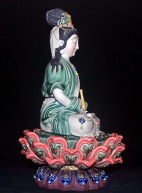 石陶瓷坐莲静湾寺庙门厅公仔供奉瓶礼品摆设摆件观音家居饰品菩萨