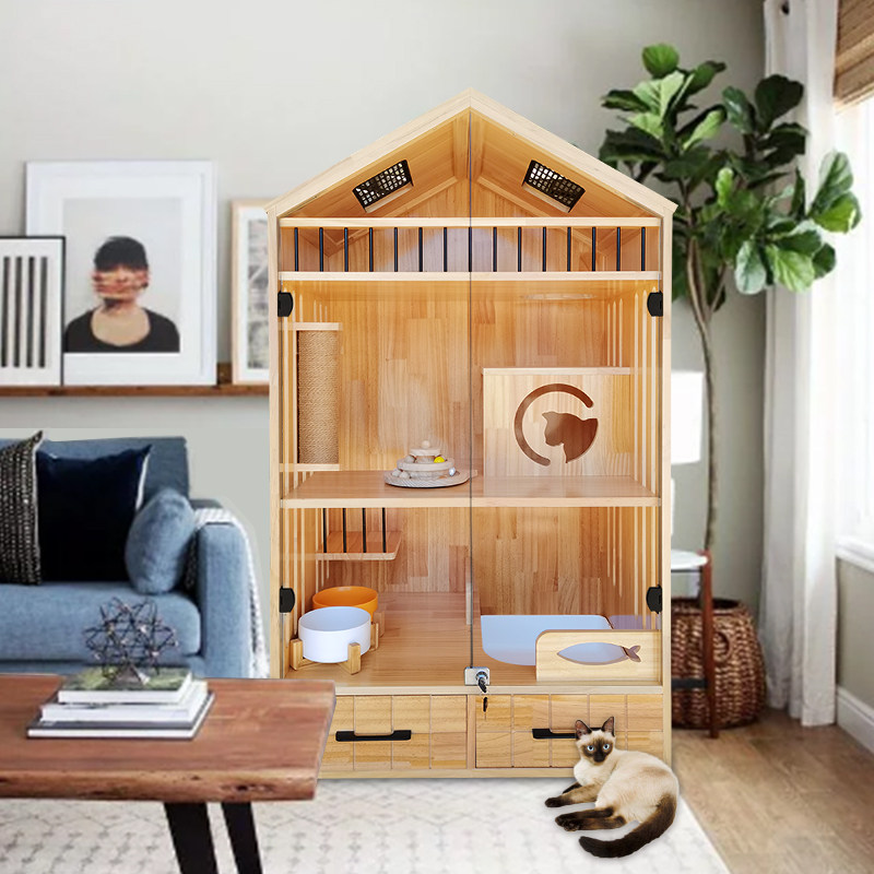 猫别墅家用实木猫笼子猫窝猫柜室内家用猫舍猫屋超大猫别墅猫房子,淘宝优惠券,粉丝福利购,淘宝优惠卷