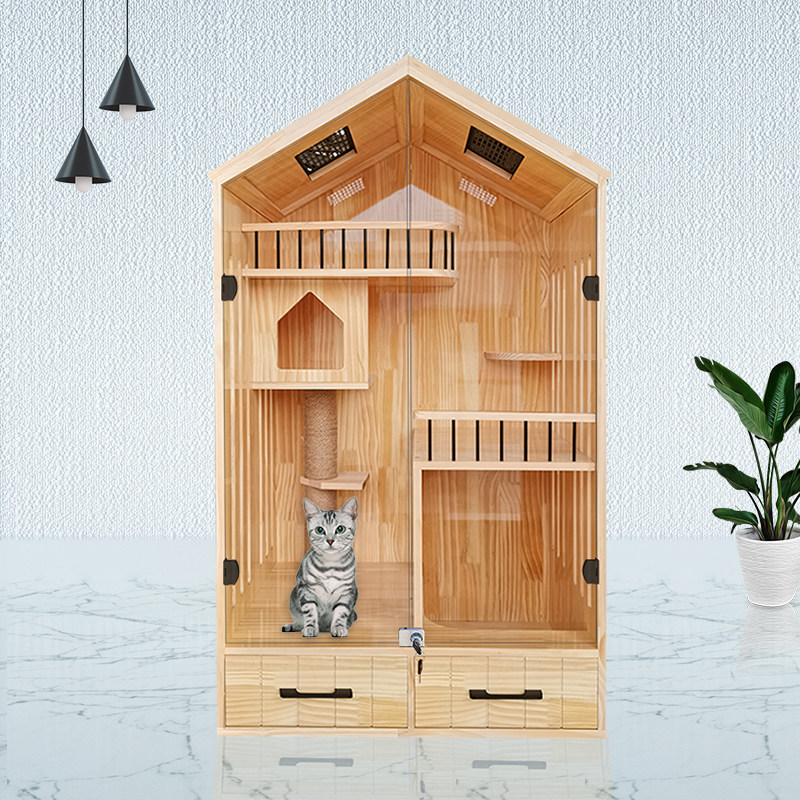 猫别墅家用实木猫笼子猫窝猫柜室内家用猫舍猫屋超大猫别墅猫房子,淘宝优惠券,粉丝福利购,淘宝优惠卷