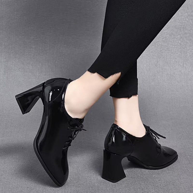 2025新款春季亮皮深口单鞋女粗跟高跟鞋春秋方头中跟小皮鞋漆皮,淘宝优惠券,粉丝福利购,淘宝优惠卷