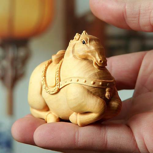 黄杨木雕手把件唐马摆件文玩把玩木质雕刻家居饰品工艺动物生肖马 - 图2