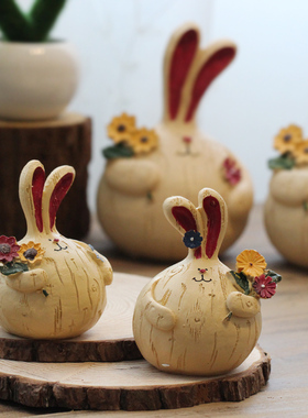 创意家居树脂可爱胖大蒜兔装饰品摆件客厅电视柜复古工艺品摆设