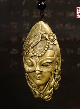 纯铜梦回楼兰美女手把件吊坠