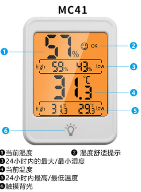 电子温湿度计家用室内温度计 婴儿房温度测试仪 带背光干湿温度表