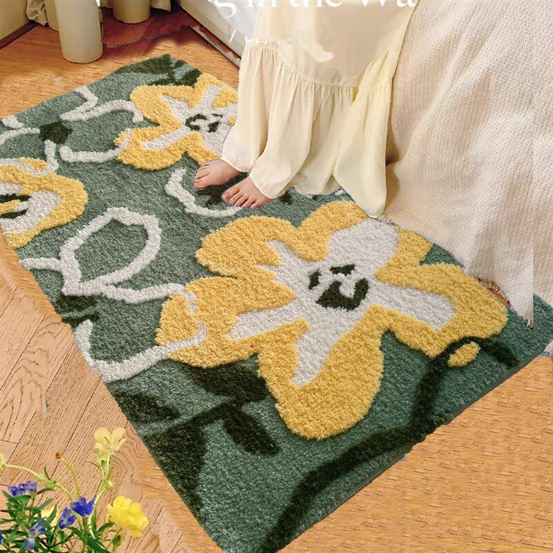 French cream style carpet class bedroom room bedside blanket living room plush floor mat plush