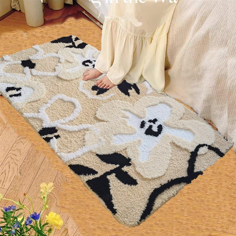 French cream style carpet class bedroom room bedside blanket living room plush floor mat plush