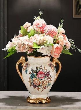 欧式轻奢陶瓷彩绘小花瓶