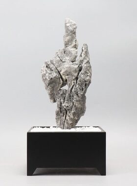 现代新中式创意铁艺孤峰石头禅意摆件客厅书房电视柜玄关软装饰品