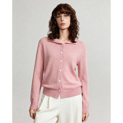 Basic House/百家好polo领纯色基础百搭绵羊毛毛衣女秋冬保暖上衣 - 图0