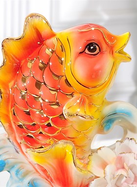 鱼摆件白菜陶瓷家居装饰品客厅结婚礼物电视柜酒柜创意摆设工艺品