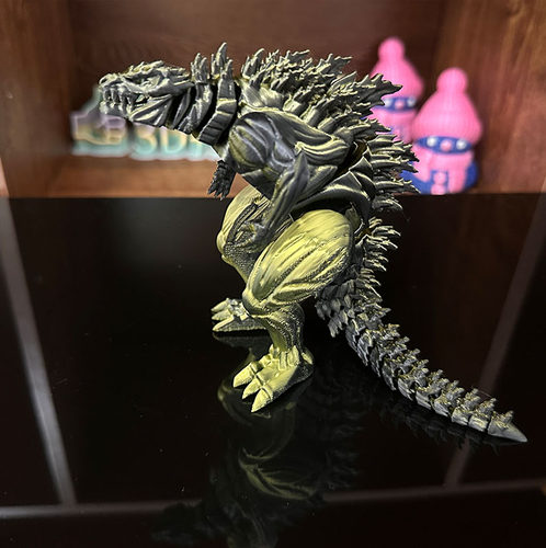 3d打印肌肉哥斯拉爆款玩具水晶关节可动翼龙怪兽模型摆件礼物装饰 - 图3