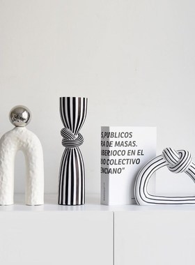 高档现代抽象条纹艺术个性小众样板间家居装饰品酒柜摆设客厅摆件