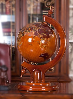 实木地球仪 落地摆件 办公室客厅家居装饰品公司校庆落Z地开业礼