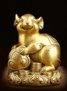 黄铜十二生肖 客厅桌面装饰办公室摆件 鼠牛虎兔龙蛇马羊猴鸡狗猪