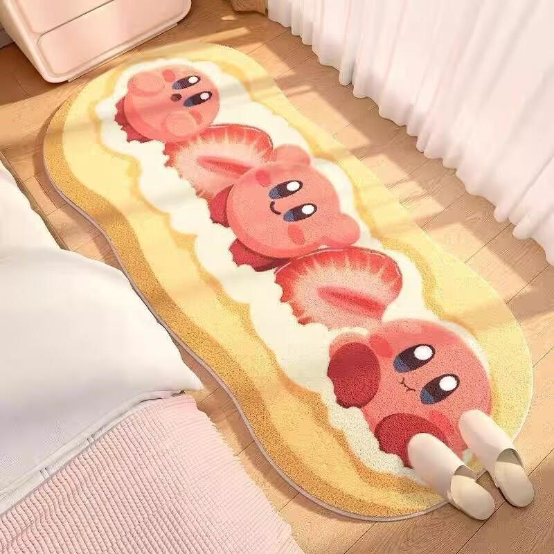 Star Kirby imitation cashmere love bedside blanket bedroom floor mat special-shaped carpet living room long non-slip carpet