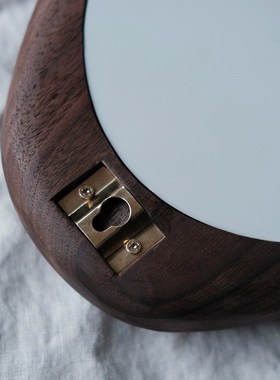 手工木镜子黑胡桃木家居装饰中式高清便携实木梳妆镜化妆镜